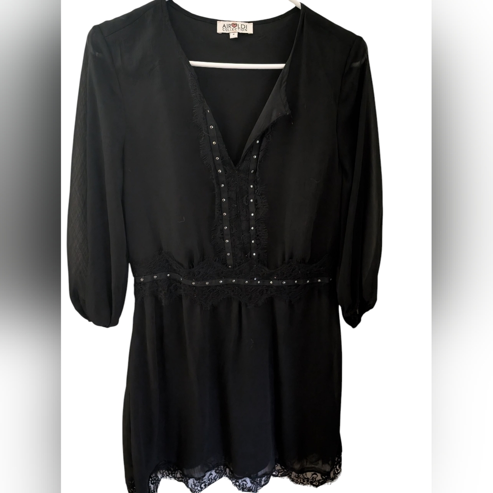 Black Long Sleeve Dress with Lace Detail (Christmas dress)